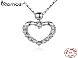 Foto van Sieraden bamoer new authentic 925 sterling silver female heart pendant necklace high quality fashion