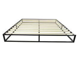 Foto van Meubels metal bed frame simple basic iron queen size black strong construction solid wood support ea