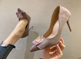 Foto van Schoenen 2020 new summer fashion women 10cm pencil high heels pumps metal pointed toe flock purple l