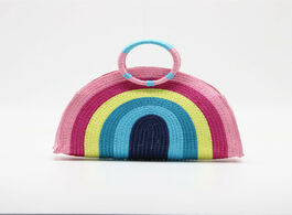 Foto van Tassen round straw bag female shopping summer casual hand woven rattan beach handbag fashion rainbow