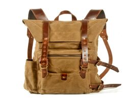 Foto van Tassen handwork vintage backpack men large school bags for youth america style waxed crazy horse lea