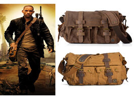 Foto van Tassen i am legend will smith military canvas genuine leather men messenger bag shoulder crossbody c