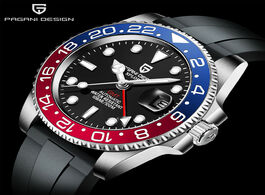 Foto van Horloge pagani design stainless steel gmt watch rubber strap sapphire glass men watches reloj hombre