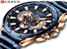 Foto van Horloge curren luxury brand men s watch blue quartz wristwatch sports chronograph clock male stainle