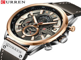 Foto van Horloge new men watches brand curren creative fashion chronograph quartz wristwatch leather strap lu