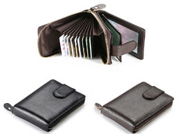 Foto van Tassen vintage genuine leather men s wallet credit card holder rfid blocking zipper money pouch pass