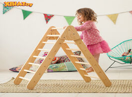 Foto van Speelgoed xihatoy pikler triangle climbing ladder wooden frame for children slides toy indoor playgr