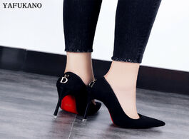 Foto van Schoenen 10 cm sexy thin heel high heels 2020 brand fashion metal buckle womens pumps black elegant 