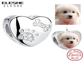 Foto van Sieraden eleshe 925 sterling silver pet paw print heart custom photo charms beads fit pandora bracel