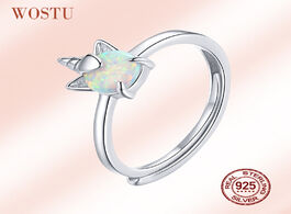Foto van Sieraden wostu 100 925 sterling silver unicorn opal ring adjustable size rings for women fingers wed