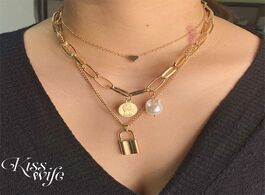Foto van Sieraden vintage heart lock pendant chain choker necklaces women elegant baroque imitation pearls ne