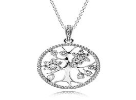 Foto van Sieraden 925 sterling silver necklace family tree with clear cubic zirconia pendant necklaces for wo