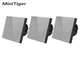 Foto van Elektrisch installatiemateriaal minitiger eu uk standard 1 2 3 gang way touch switch gray crystal gl