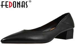 Foto van Schoenen fedonas new classic design concise elegant women solid color cow leather pumps pointed toe 