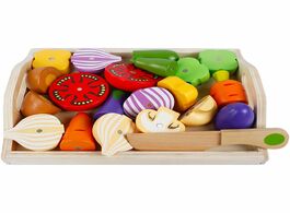 Foto van Speelgoed children s magnetic cutlery kitchen toys wooden girl cuts fruit and vegetable combination 