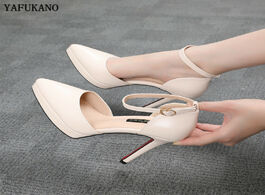Foto van Schoenen 2020 summer brand ankle straps womens sandals 10 cm sexy pointed toe platform pumps matte l