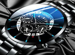 Foto van Horloge fashion men stainless steel watch luxury calendar quartz wrist watches business casual for m