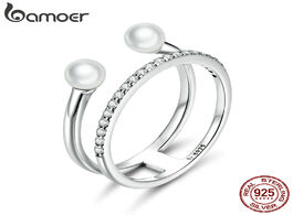 Foto van Sieraden bamoer authentic 925 sterling silver geometric shell beads cz pendant finger rings for wome