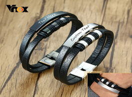Foto van Sieraden vnox casual men s leather bracelets with customize engrave service double layers stainless 