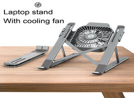 Foto van Computer foldable desktop laptop tablet stand with cooling fan heat dissipation for hp dell macbook 