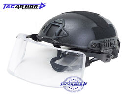Foto van Beveiliging en bescherming nij iiia 9mm lightweight military high cut helmet bulletproof visor tacti