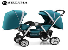 Foto van Baby peuter benodigdheden shenma twin stroller double can sit and lay light folding free shipping