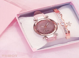 Foto van Horloge casual women romantic starry sky wrist watch bracelet leather rhinestone designer ladies clo