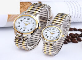 Foto van Horloge top brand luxury fashion business women men elastic gold sliver quartz watch tide lovers cou