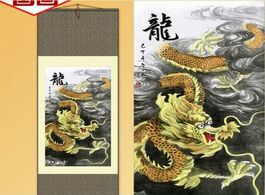 Foto van Kantoor school benodigdheden 1pc traditional silk art home decoration chinese scroll painting dragon