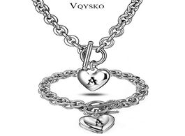 Foto van Sieraden heart pendant necklace and bracelet sets chain for women stainless steel silver drop white 