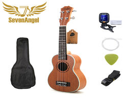 Foto van Sport en spel sevenangel 21 inch ukulele soprano 4 strings mini guitar 15 frets hawaii ukelele close