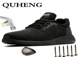 Foto van Schoenen quheng men s outdoor anti slip breathable protective work shoes mesh sneakers construction 
