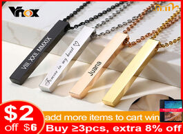 Foto van Sieraden vnox customize 3d vertical bar necklaces for women stainless steel engraved geometric penda