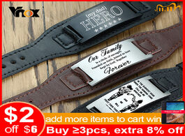 Foto van Sieraden vnox free personalize men bracelets genuine leather wristband with stainless steel id bar c