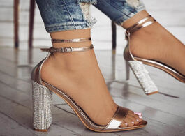 Foto van Schoenen high heels women pumps gold rhinestone ladies shoes classic plus size 35 43 buckle strap sa