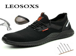 Foto van Schoenen leoxose safety work shoes for men steel toe cap anti smashing working boots breathable mesh