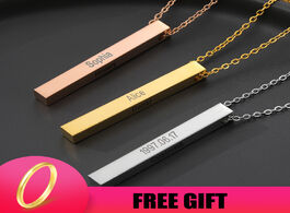 Foto van Sieraden four sides engraving personalized square bar custom name necklace gold chain stainless stee
