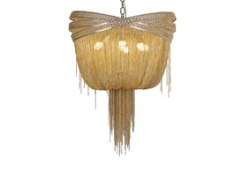 Foto van Lampen verlichting chandelier mariage gold silver luxury aluminum chain lamparas de techo colgante m