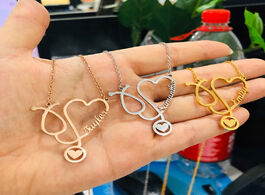 Foto van Sieraden custom name medical stethoscope necklace stainless steel fashion heart ecg nursing jewelry 