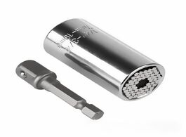 Foto van Gereedschap 2pcs multi function universal socket wrench 7 19mm adapter hand tools silver