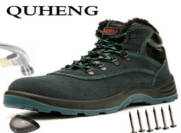 Foto van Schoenen quheng safety work boots shoes for men protective working steel toe anti smashing new desig