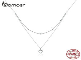 Foto van Sieraden bamoer genuine 925 sterling silver heart pendant necklace for women double layers female ne