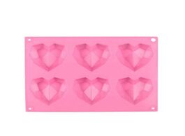 Foto van Huis inrichting 6 grids diamond love silicone cake mold 3d heart shape fondant mould chocolate bakin