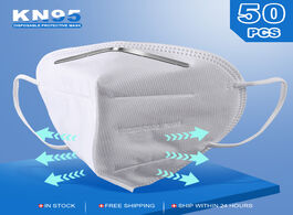 Foto van Beveiliging en bescherming 50pcs face masks kn95 filtering facial dustproof safety nonwoven earloop 
