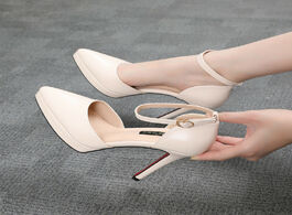 Foto van Schoenen 2020 women pumps fashion shoes platform square high heel all match pointed toe pu leather w