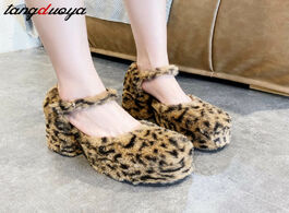 Foto van Schoenen sexy leopard high heels women pumps round toe thick heel mary jane shoes waterproof platfor