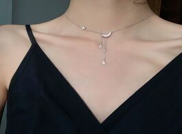 Foto van Sieraden 925 sterling silver star moon simple elegant temperament tassel necklaces for women choker 