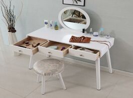 Foto van Meubels concise 3 drawer vanity makeup dressing table with mirror dresser chair white jewelry storag