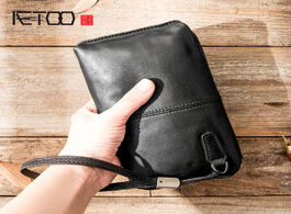 Foto van Tassen aetoo leather handbag men s soft retro casual long wallet first layer zipper phone bag female