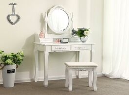 Foto van Meubels european bedroom dressers with mirror 4 drawers 1 stool baroque style women makeup dressing 